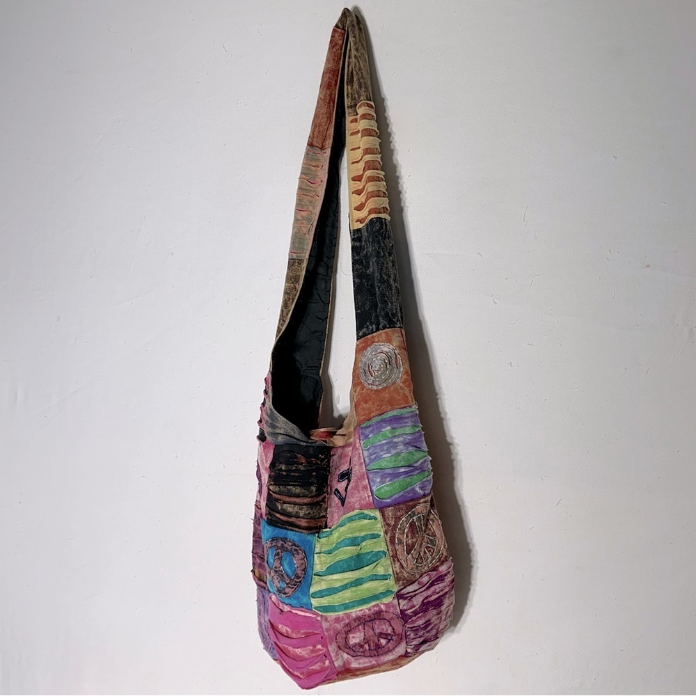 SOLD-Montana Multicolour Hippie Patchwork Razor Cut Hobo Bag